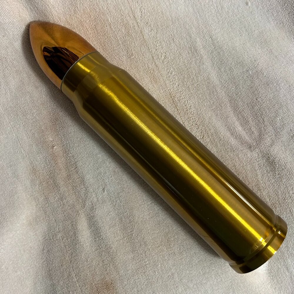 Rivers Edge Bullet Thermos. Goldtone Color. Preowned/never used. (957)